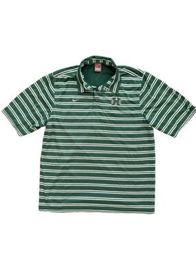 Nike Team University of Hawaii Warriors Green and White Striped Performance Polo